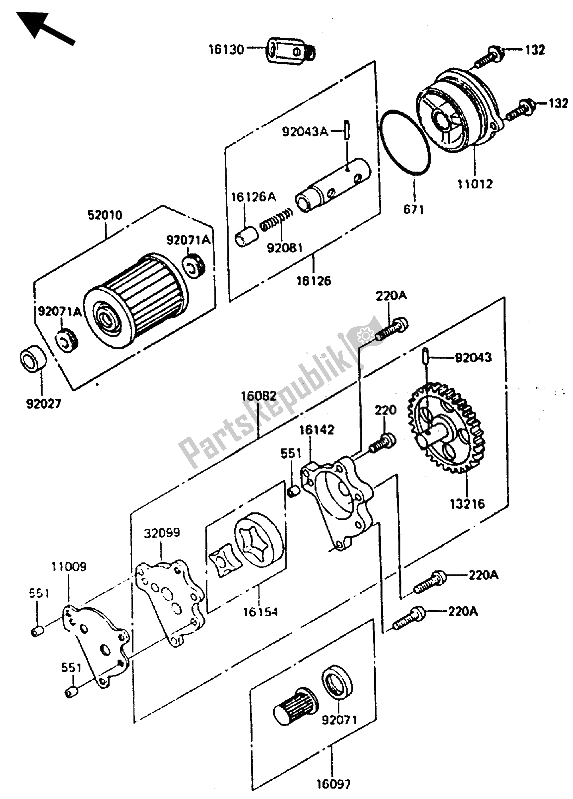 Toutes les pièces pour le La Pompe à Huile du Kawasaki KLR 600 1985