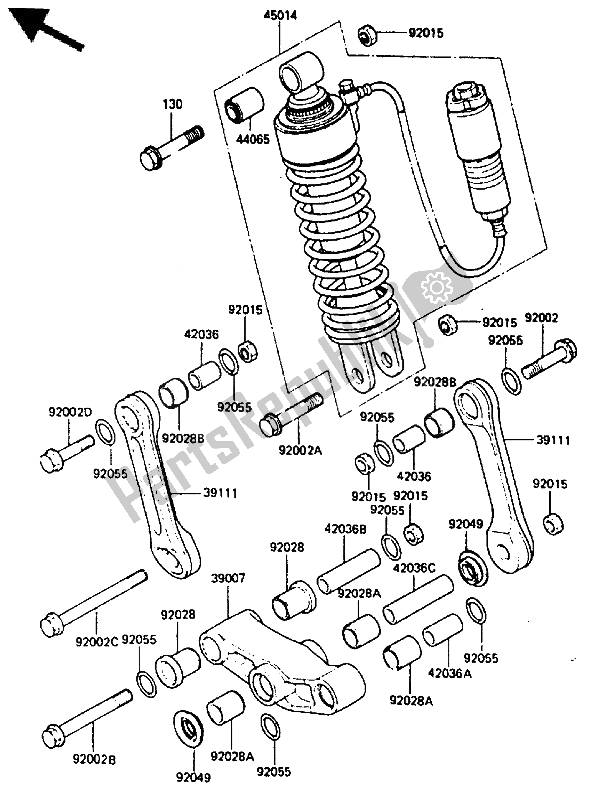 All parts for the Suspension & Shock Absorber of the Kawasaki GPZ 400A 1985
