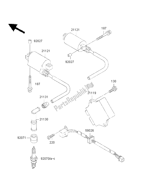 All parts for the Ignition System of the Kawasaki GPZ 500S 2002
