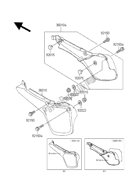 All parts for the Side Covers of the Kawasaki KX 60 1995
