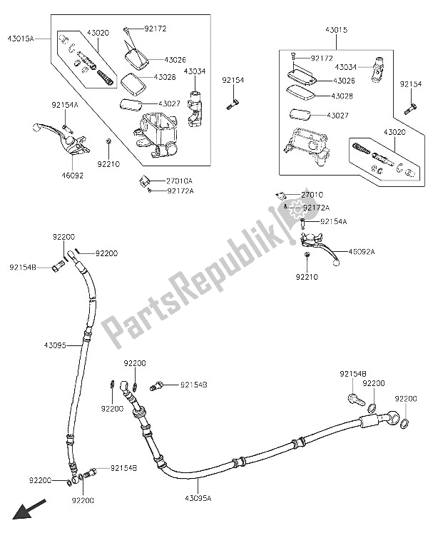 All parts for the Master Cylinder of the Kawasaki J 125 2016