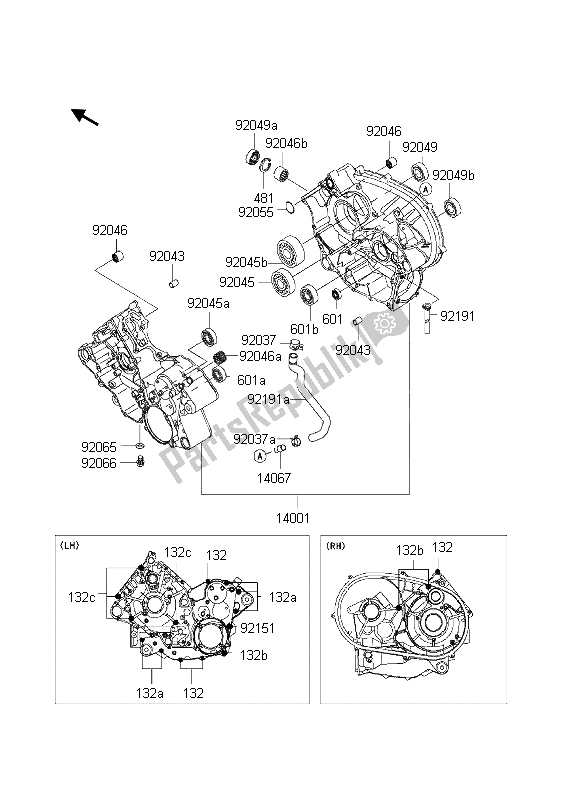 Todas as partes de Bloco Do Motor do Kawasaki KVF 650 4X4 2003