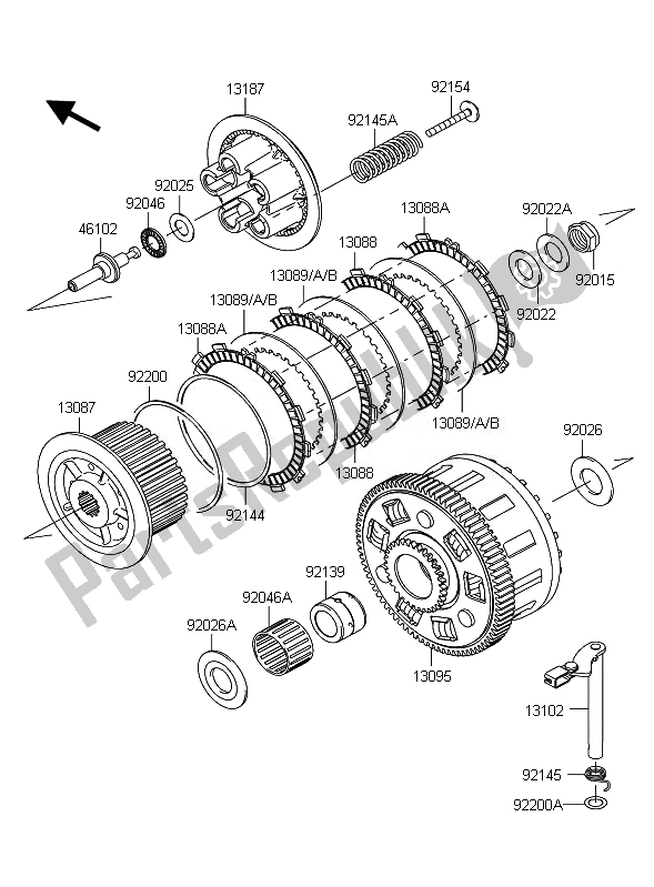 All parts for the Clutch of the Kawasaki Z 1000 ABS 2010