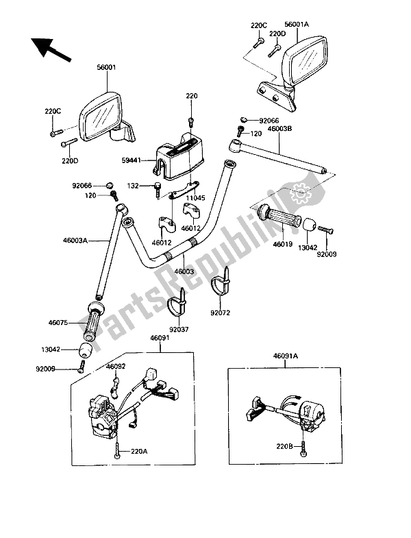 Tutte le parti per il Manubrio del Kawasaki ZG 1200 B1 1990