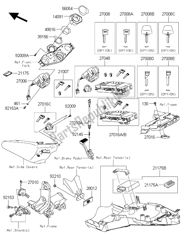 All parts for the Ignition Switch of the Kawasaki 1400 GTR ABS 2016