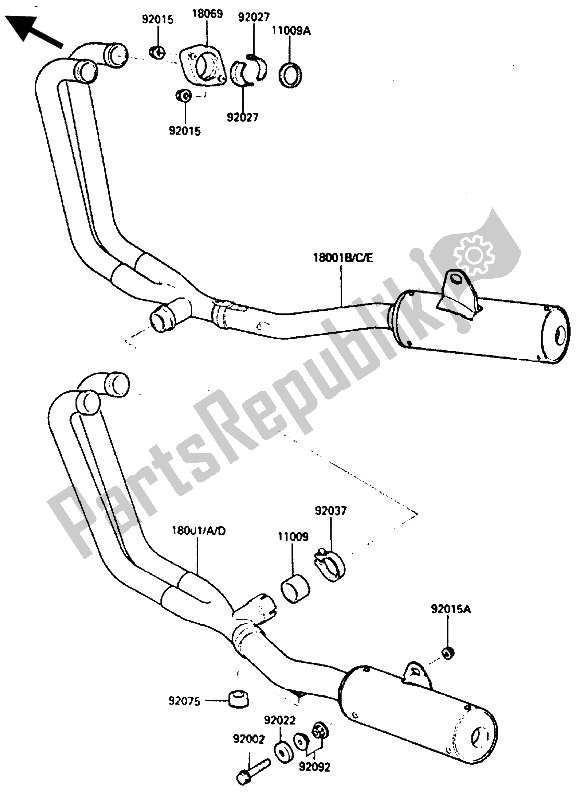 All parts for the Muffler of the Kawasaki GPZ 600R 1986