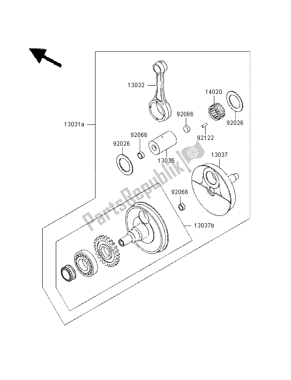 All parts for the Crankshaft of the Kawasaki KLX 650R 1995