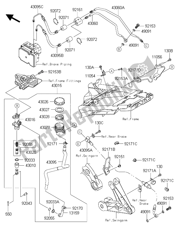 Tutte le parti per il Pompa Freno Posteriore del Kawasaki 1400 GTR ABS 2015