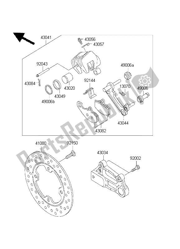 Tutte le parti per il Freno Posteriore del Kawasaki Ninja ZX 9R 900 2001