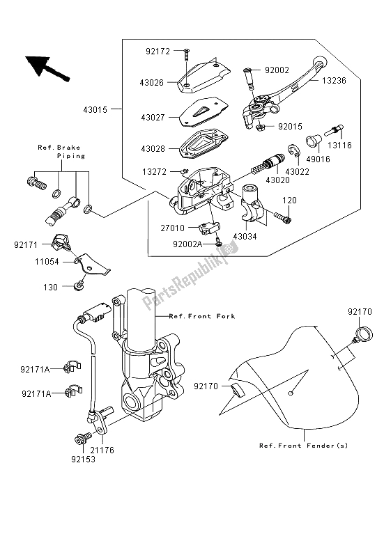 All parts for the Front Master Cylinder of the Kawasaki Versys ABS 650 2009