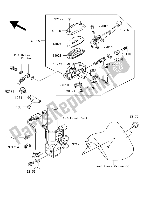 All parts for the Front Master Cylinder of the Kawasaki Versys ABS 650 2009