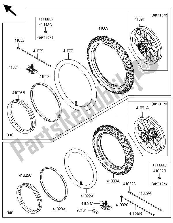 Tutte le parti per il Pneumatici del Kawasaki KX 250F 2014