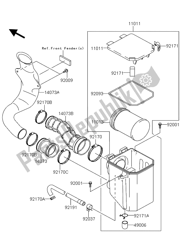 Wszystkie części do Od? Wie? Acz Powietrza Kawasaki KVF 360 2008