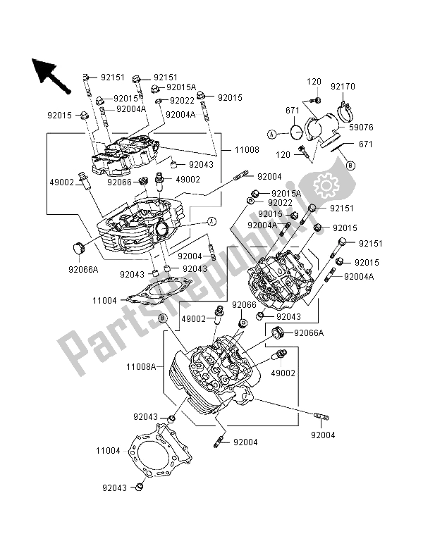 Todas las partes para Cabeza De Cilindro de Kawasaki VN 1500 Classic Tourer 1998