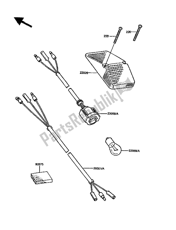 Todas as partes de Luzes Traseiras) do Kawasaki KDX 200 1987