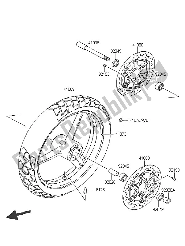 Todas las partes para Buje Delantero de Kawasaki KLV 1000 2005