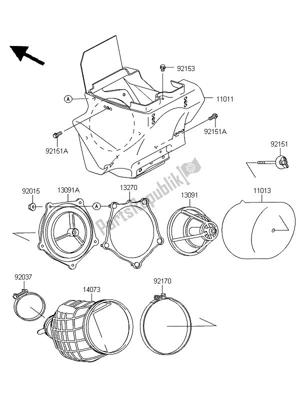 Alle onderdelen voor de Luchtfilter van de Kawasaki KX 85 SW LW 2010