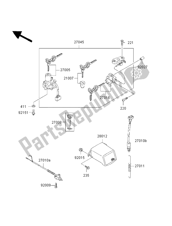 All parts for the Ignition Switch of the Kawasaki Ninja ZX 7R 750 2002