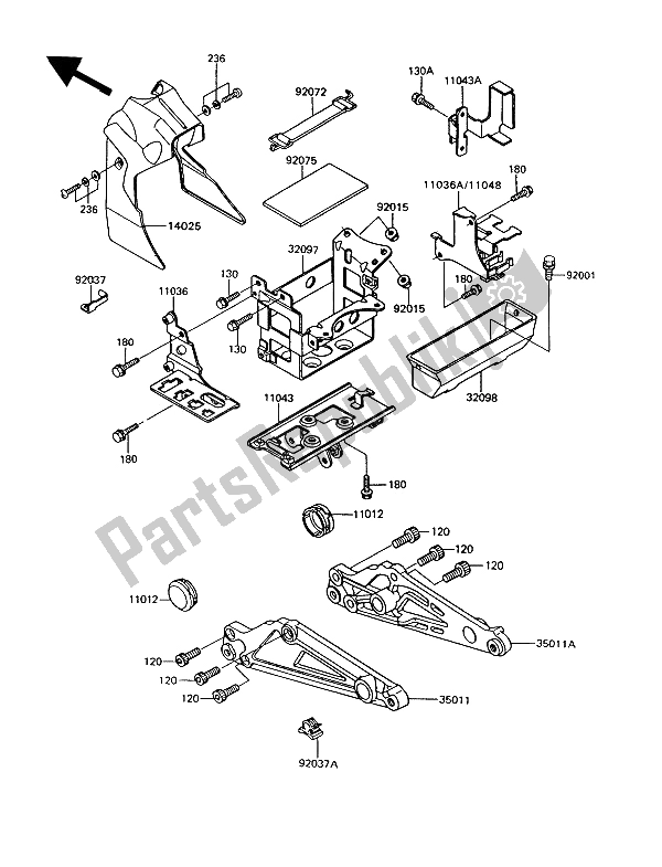 Tutte le parti per il Custodia Della Batteria del Kawasaki GT 550 1993