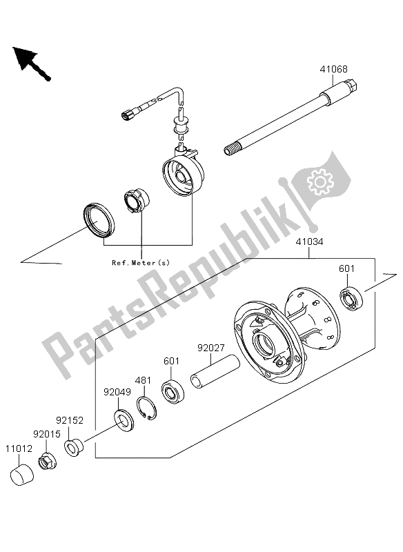 All parts for the Front Hub of the Kawasaki KLX 250 2009