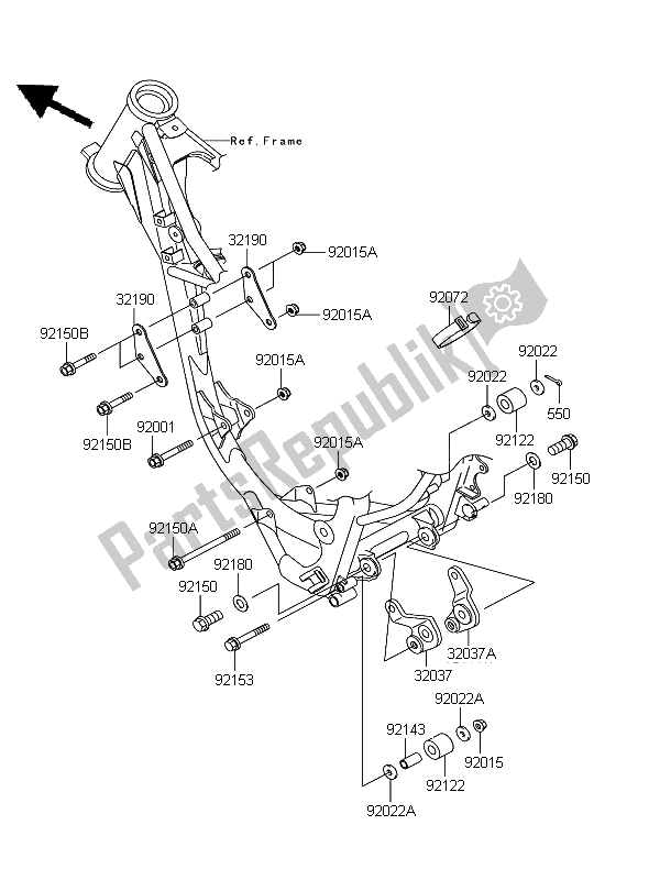 All parts for the Engine Mount of the Kawasaki KX 85 SW LW 2012