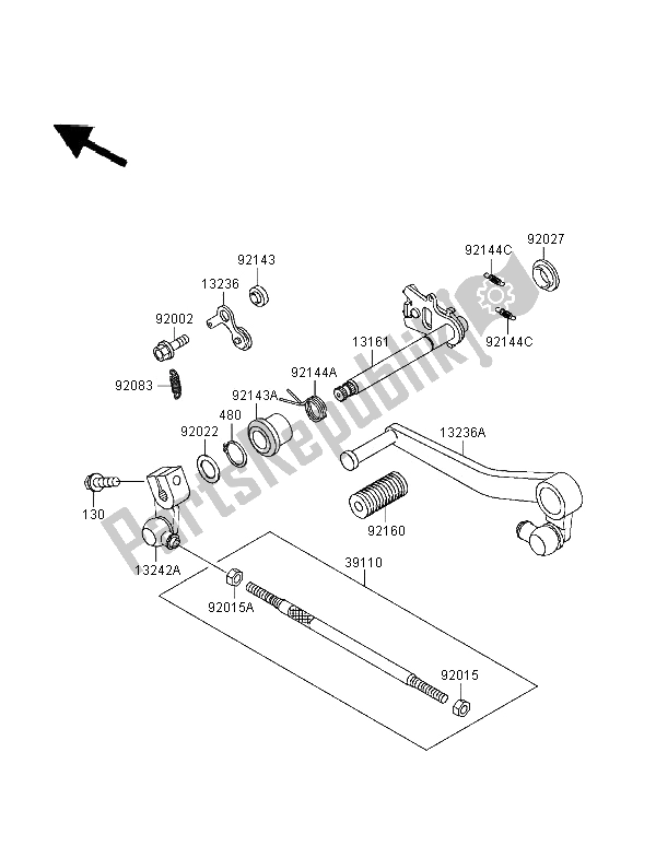 All parts for the Gear Change Mechanism of the Kawasaki Ninja ZX 9R 900 1995