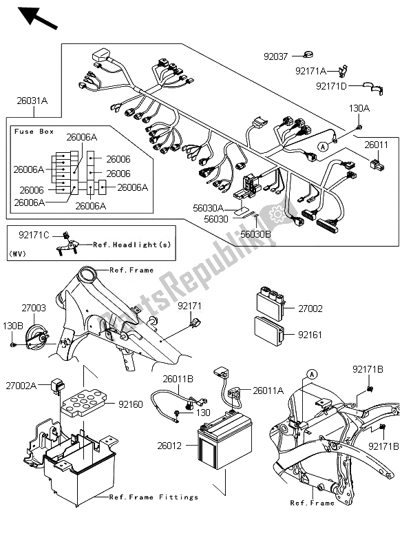 Todas las partes para Equipo Eléctrico Del Chasis de Kawasaki VN 900 Custom 2010