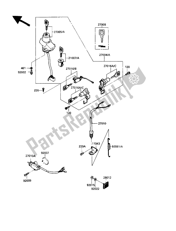 Tutte le parti per il Interruttore Di Accensione del Kawasaki GPZ 900R 1989