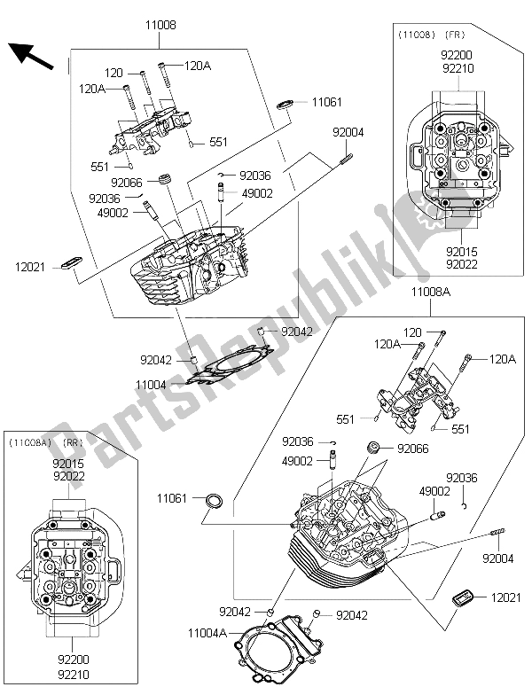 All parts for the Cylinder Head of the Kawasaki Vulcan 1700 Nomad ABS 2015