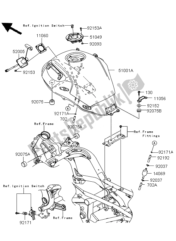 Wszystkie części do Zbiornik Paliwa Kawasaki Versys 650 2011