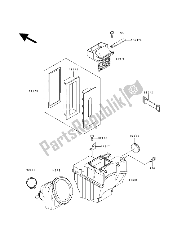 All parts for the Air Filter of the Kawasaki KDX 125 1993