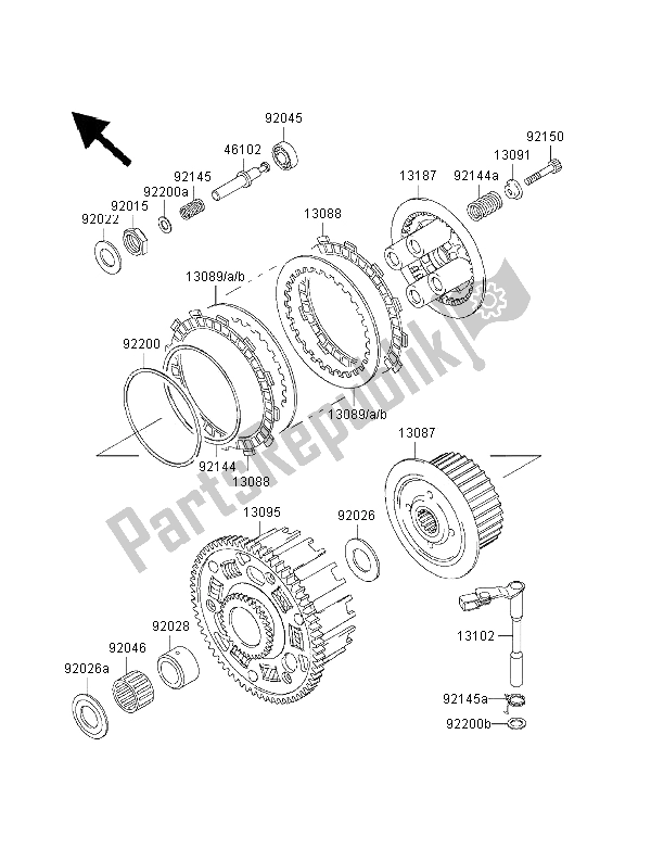 Toutes les pièces pour le Embrayage du Kawasaki Ninja ZX 6R 600 2000