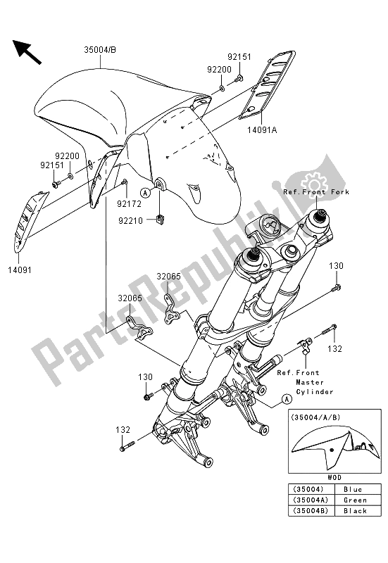 All parts for the Front Fender(s) of the Kawasaki ZZR 1400 ABS 2013