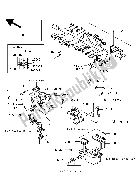 Todas las partes para Equipo Eléctrico Del Chasis de Kawasaki ER 6N 650 2007