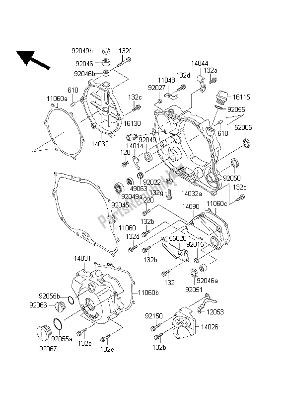 Tutte le parti per il Coperchio Del Motore del Kawasaki KLX 300R 1999