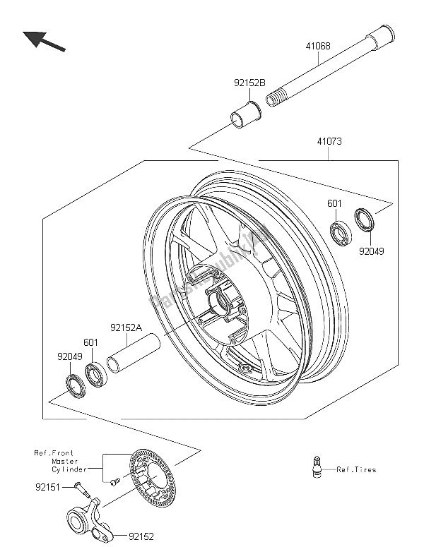 All parts for the Front Hub of the Kawasaki Vulcan 1700 Nomad ABS 2016