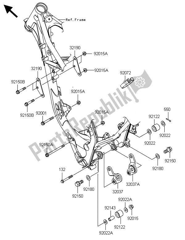 All parts for the Engine Mount of the Kawasaki KX 85 LW 2014