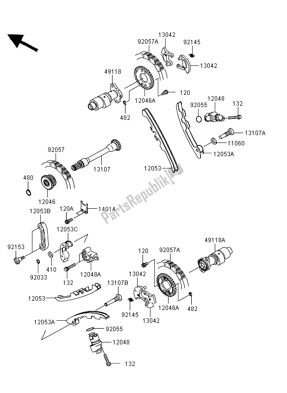 Todas las partes para árbol De Levas Y Tensor de Kawasaki KVF 750 4X4 EPS 2013