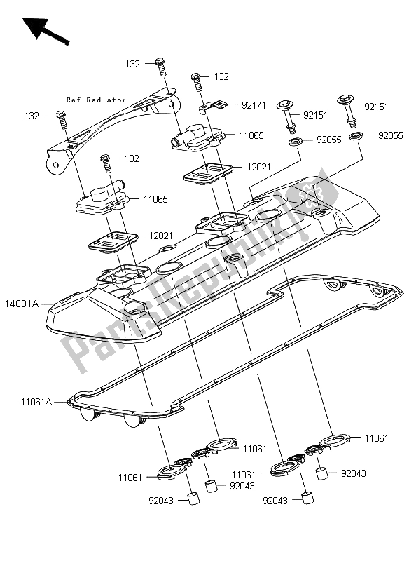 Tutte le parti per il Coperchio Della Testata del Kawasaki Z 750 ABS 2009 Tutte le parti per il Coperchio Della Testata del Kawasaki Z 750 ABS 2009