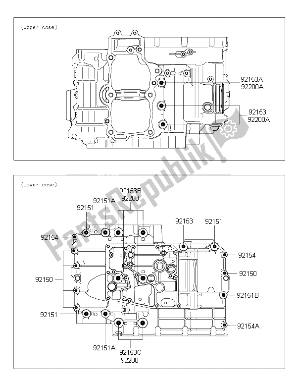 All parts for the Crankcase Bolt Pattern of the Kawasaki ER 6F 650 2015