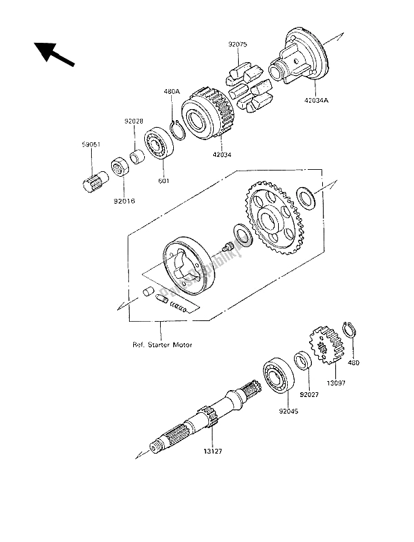 Todas las partes para Eje Secundario de Kawasaki GPX 600R 1994