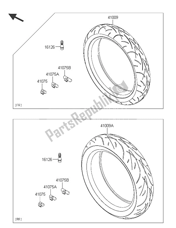 All parts for the Tires of the Kawasaki ER 6N 650 2016