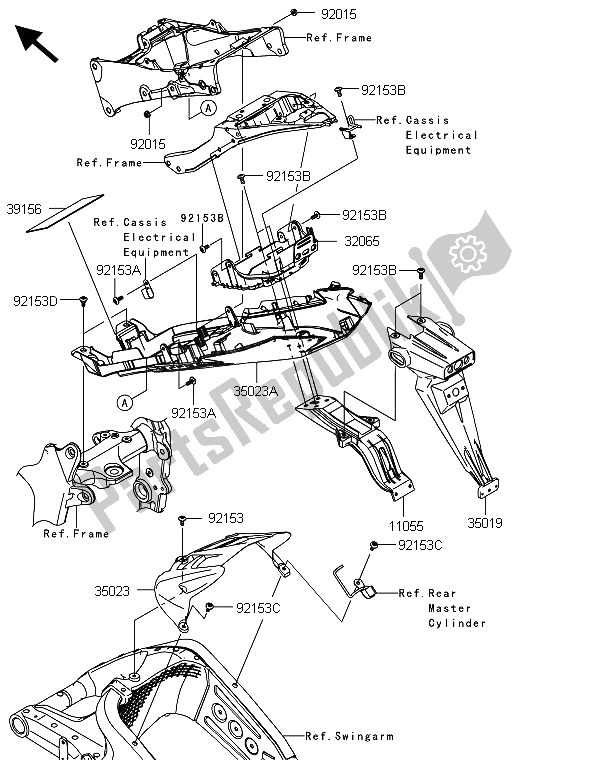 Todas las partes para Guardabarros Trasero de Kawasaki Ninja ZX 6R ABS 600 2013