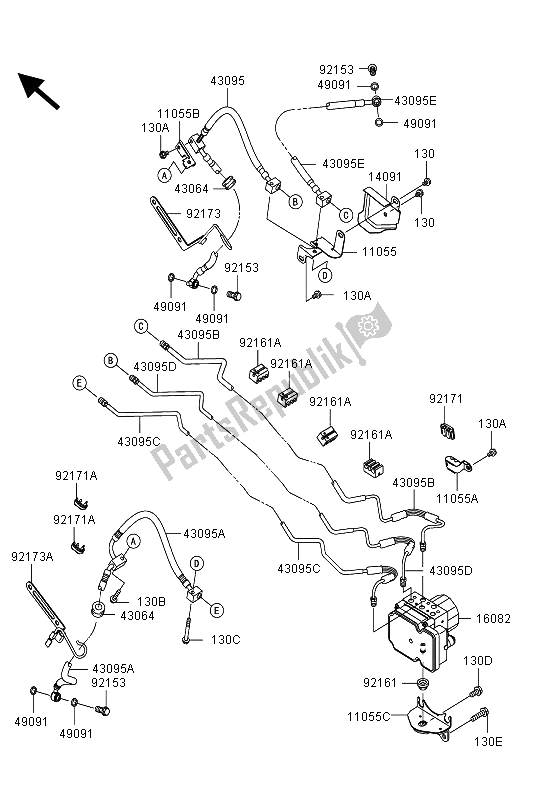 Toutes les pièces pour le Tuyauterie De Frein du Kawasaki VN 1700 Voyager Custom ABS 2013