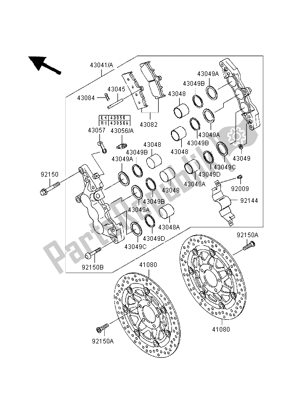 Todas as partes de Freio Dianteiro do Kawasaki Ninja ZX 9R 900 1998