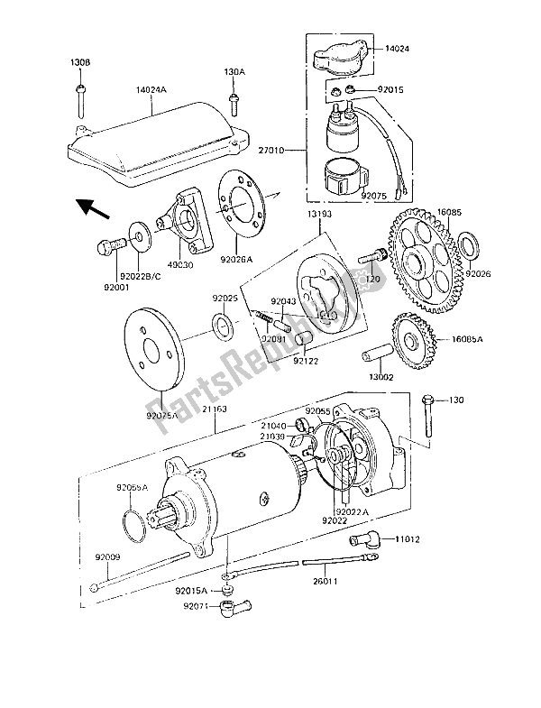 Tutte le parti per il Motorino Di Avviamento del Kawasaki Z 1300 1988