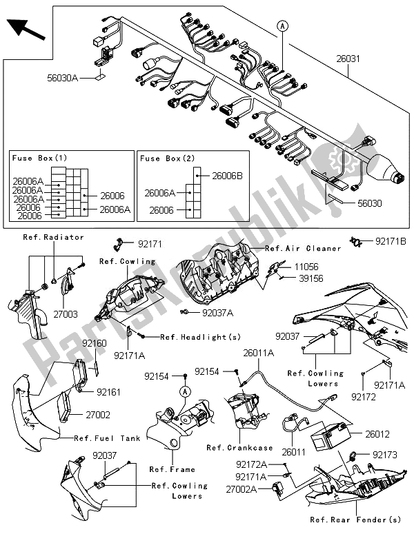Alle onderdelen voor de Chassis Elektrische Apparatuur van de Kawasaki Ninja ZX 10R 1000 2014