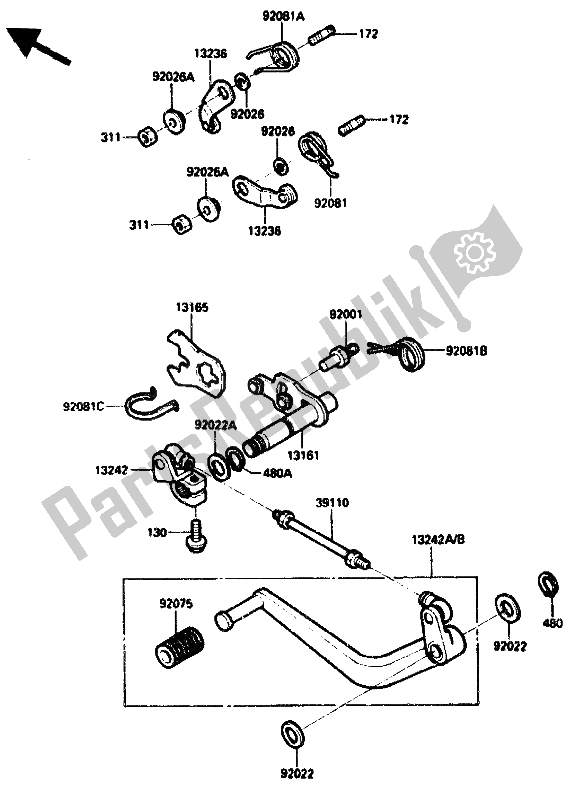 Tutte le parti per il Meccanismo Di Cambio Marcia del Kawasaki GPZ 750R 1985