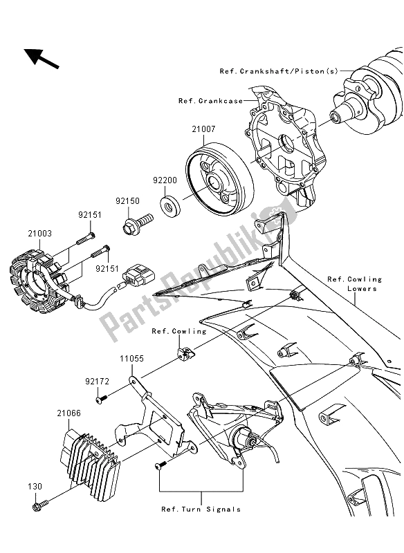 Toutes les pièces pour le Générateur du Kawasaki Ninja ZX 6R 600 2009