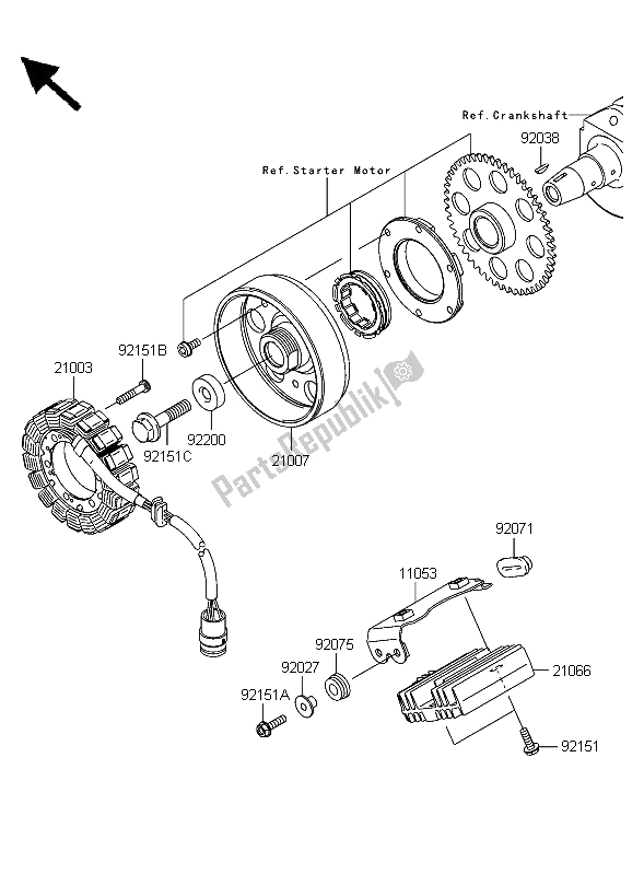 All parts for the Generator of the Kawasaki Z 1000 2006